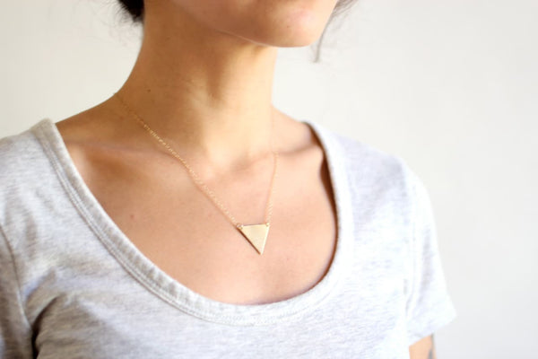 Minimalist Geometric Triangle Necklace | Brass Necklace | 14k Gold Filled Necklace | Sterling Silver Necklace | Geometric Necklace
