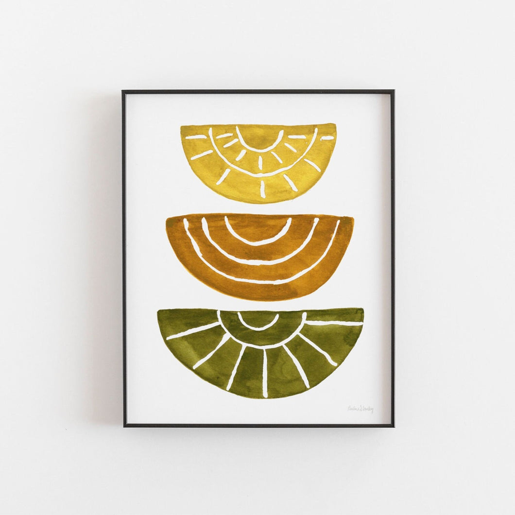 Half Moon Abstract Earth Tones Wall Art Print | Watercolor Art Print | Abstract Art | Earthy Art | Geometric Art | Boho Art | 5x7 8x10 11x14