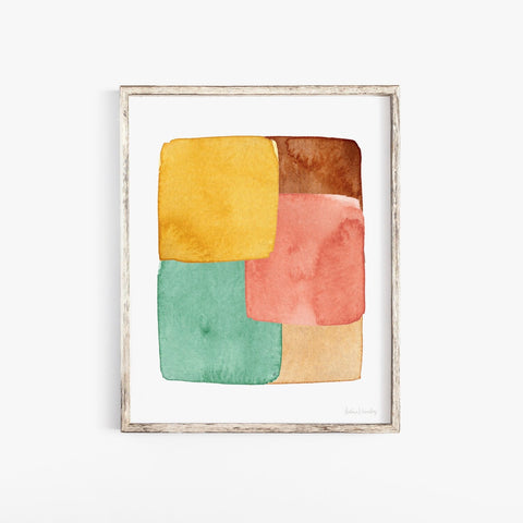 Watercolor Patchwork Abstract #3 Wall Art Print