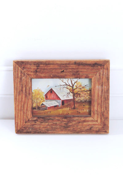 Vintage Wall Art Framed - Barn Landscape Oil Painting