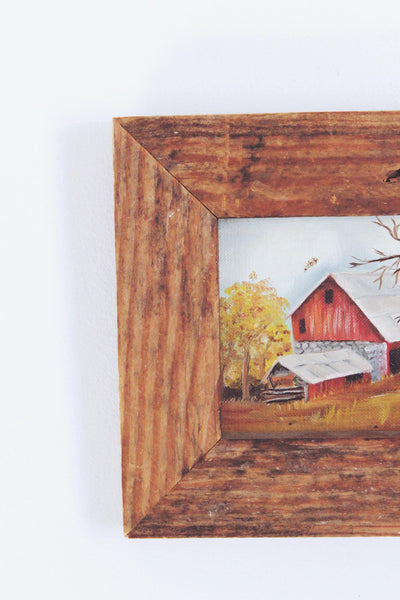 Vintage Wall Art Framed - Barn Landscape Oil Painting