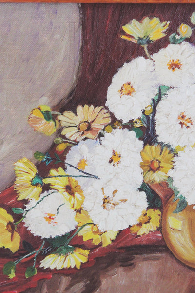 Vintage Wall Art Framed - Flower Still Life Oil Painting