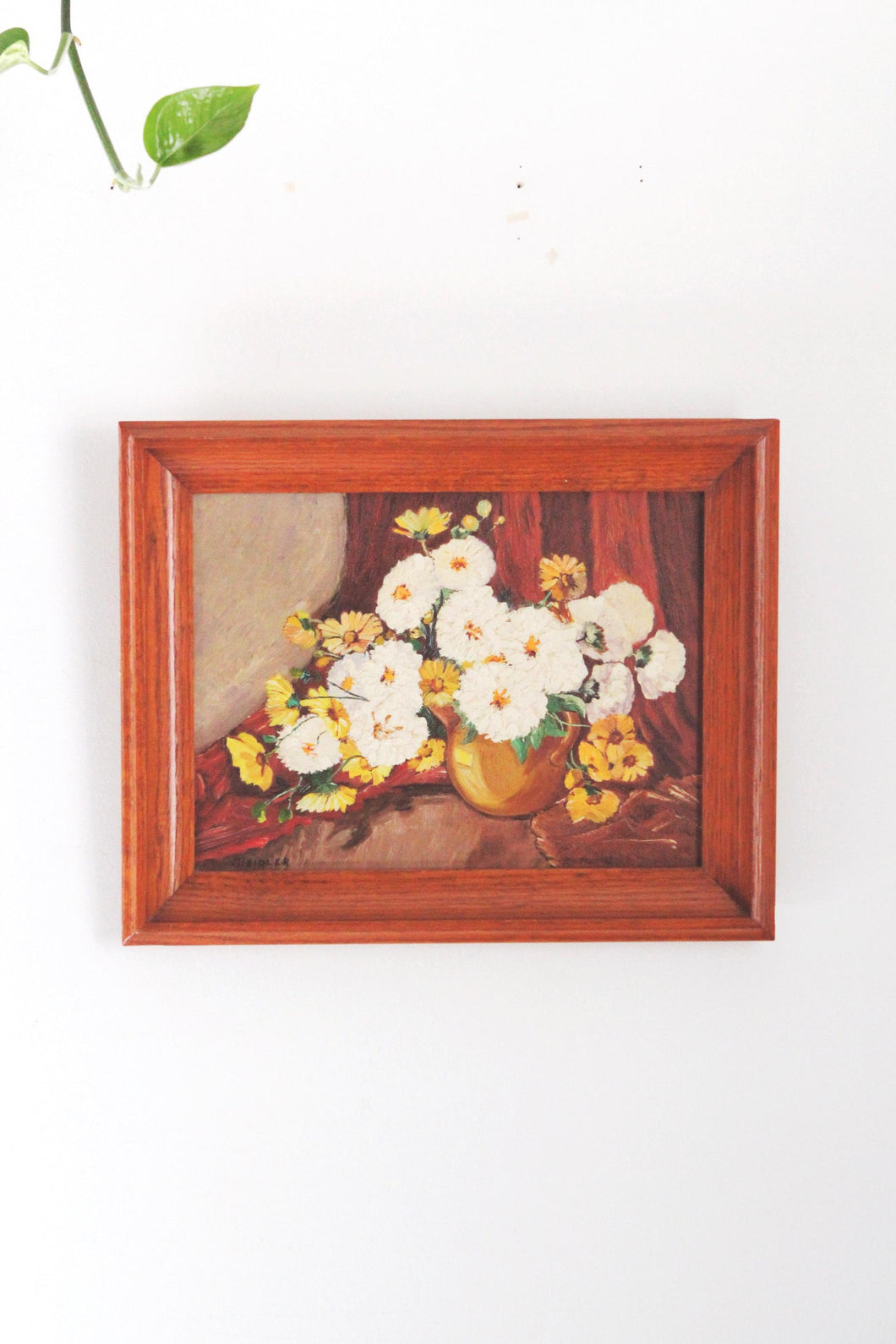 Vintage Wall Art Framed - Flower Still Life Oil Painting | Vintage Painting | Vintage Art Framed | Floral Art | Still Life Art | Moody Art