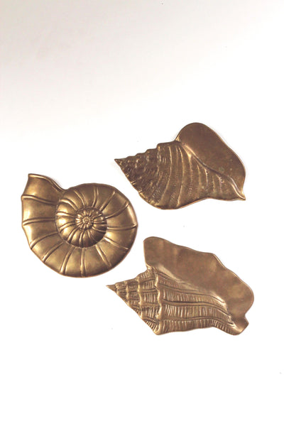 Vintage Brass Seashells Metal Wall Art