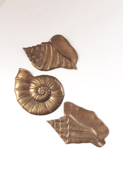 Vintage Brass Seashells Metal Wall Art