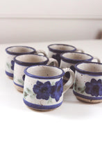 Load image into Gallery viewer, Vintage Espresso Mugs - Speckled Blue Flower Stoneware Set | Vintage Mug | Vintage Flower Mug | Vintage Stoneware | 60s Mug | Speckled Mug