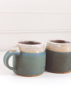 Load image into Gallery viewer, Vintage Studio Pottery Hand Thrown Coffee Mug Set - Teal Stoneware