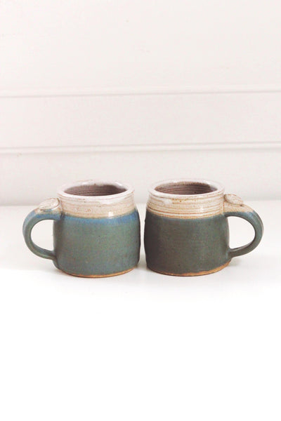 Vintage Studio Pottery Hand Thrown Coffee Mug - Teal Stoneware