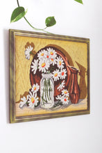 Load image into Gallery viewer, Vintage Crewel Embroidered Daisy Flowers Framed Wall Art | Vintage Embroidery | Embroidered Art | Vintage Art | Vintage Wall Art