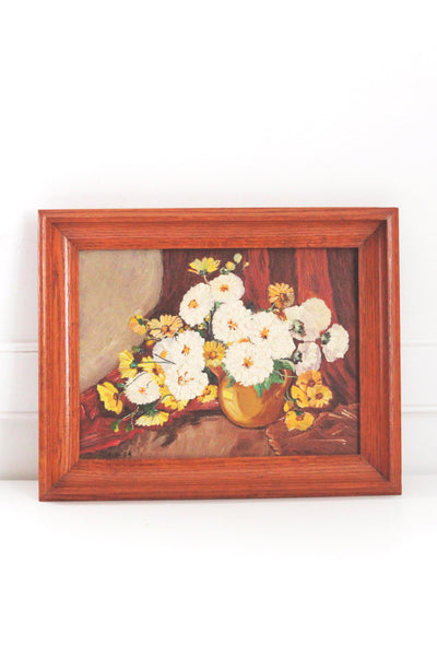 Vintage Wall Art Framed - Flower Still Life Oil Painting