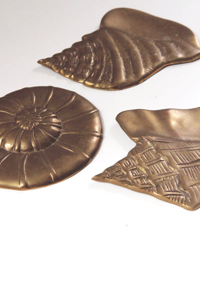 Vintage Brass Seashells Metal Wall Art