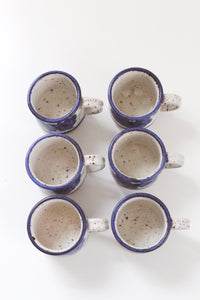 Vintage Espresso Mugs - Speckled Blue Flower Stoneware Set | Vintage Mug | Vintage Flower Mug | Vintage Stoneware | 60s Mug | Speckled Mug