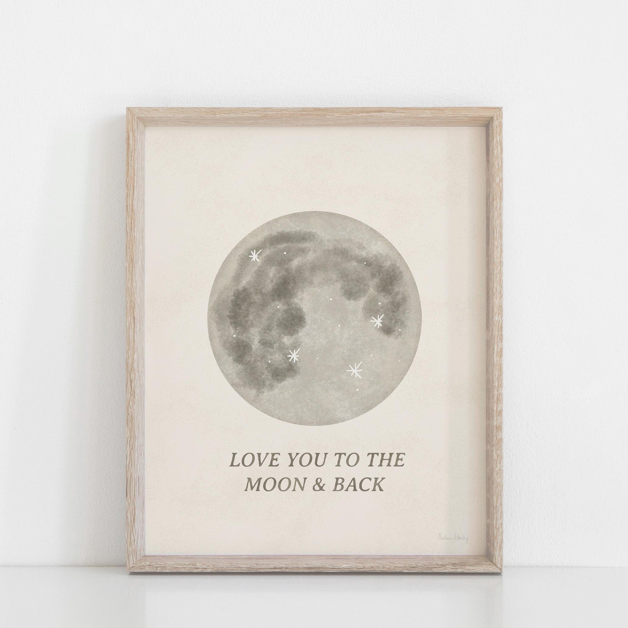 Love You To The Moon Wall Art Print | Modern Art | Minimalist Art | Moon Art | Quote Art | Neutral Art | Children's Art 5x7 | 8x10 | 11x14