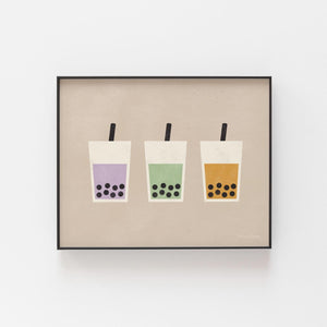 Boba Drinks Wall Art Print | Modern Art | Minimalist Art | Boba Art | Retro Art | Geometric Art | Food Art | 5x7 | 8x10 | 11x14