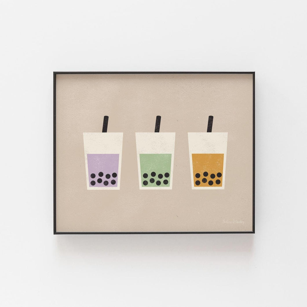 Boba Drinks Wall Art Print | Modern Art | Minimalist Art | Boba Art | Retro Art | Geometric Art | Food Art | 5x7 | 8x10 | 11x14