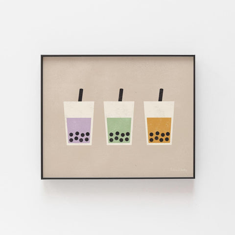 Boba Drinks Wall Art Print | Modern Art | Minimalist Art | Boba Art | Retro Art | Geometric Art | Food Art | 5x7 | 8x10 | 11x14