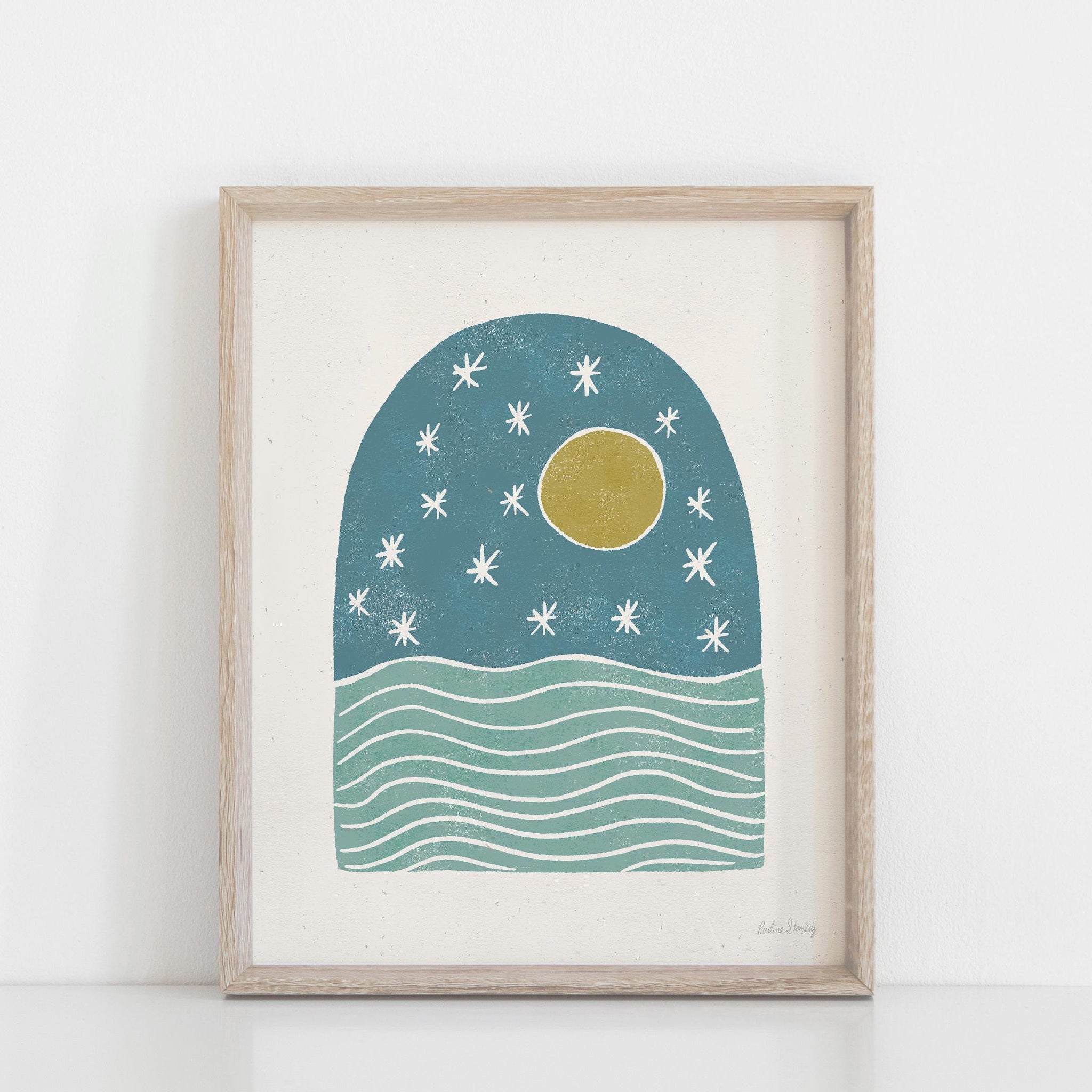 Moon Ocean Arch Wall Art Print | Modern Art | Minimalist Art | Nature Art | Moon Art | Ocean Art | Vintage Art 5x7 | 8x10 | 11x14