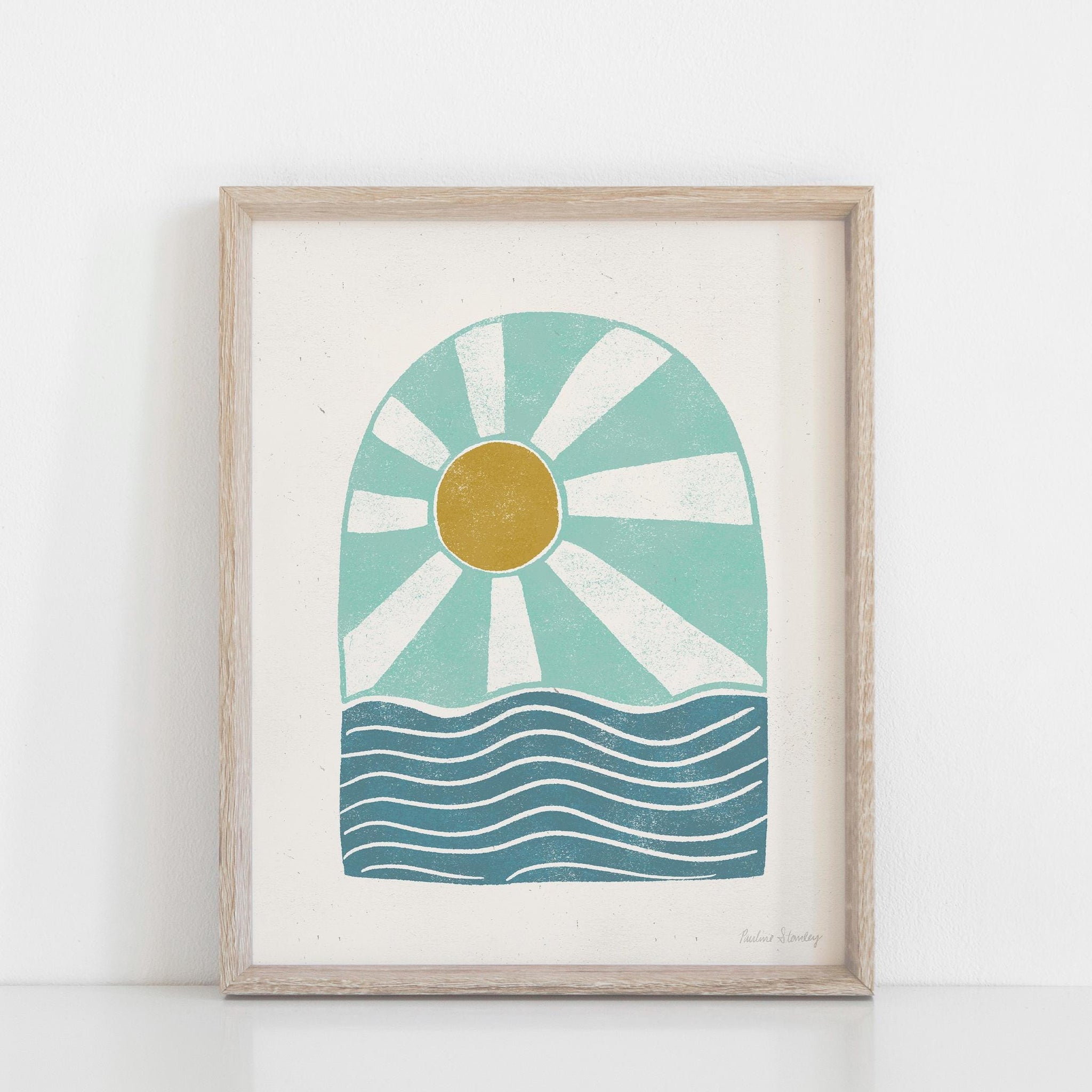 Sun Ocean Arch Wall Art Print | Modern Art | Minimalist Art | Nature Art | Sun Art | Ocean Art | Vintage Art 5x7 | 8x10 | 11x14