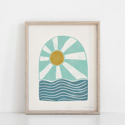 Sun Ocean Arch Wall Art Print | Modern Art | Minimalist Art | Nature Art | Sun Art | Ocean Art | Vintage Art 5x7 | 8x10 | 11x14