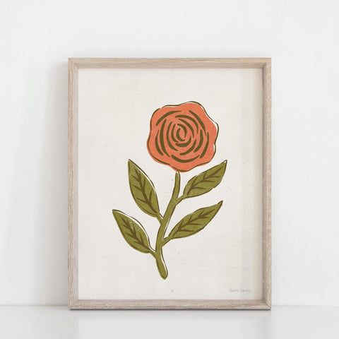 Rose Flower Drawing Wall Art Print | Flower Art | Minimalist Art | Nature Art | Plant Art | Floral Art | Vintage Art 5x7 | 8x10 | 11x14