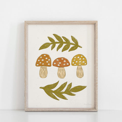 Mushroom + Branches Drawing Wall Art Print | Mushroom Art | Minimalist Art | Nature Art | Plant Art | Earthy Art 5x7 | 8x10 | 11x14