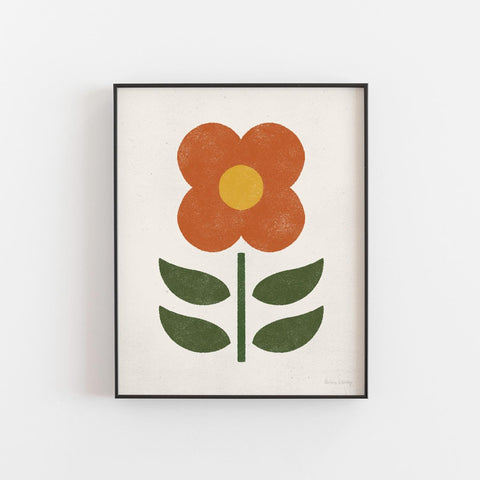 Mod Geo Flower Wall Art Print | Modern Art | Minimalist Art | Nature Art | Plant Art | Geometric Art | Vintage Art 5x7 | 8x10 | 11x14