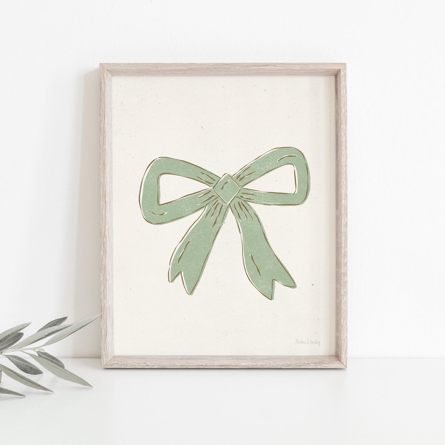Single Bow Drawing Wall Art Print | Neutral Art | Minimalist Art | Childrens Art | Kids Art | Vintage Art 5x7 | 8x10 | 11x14