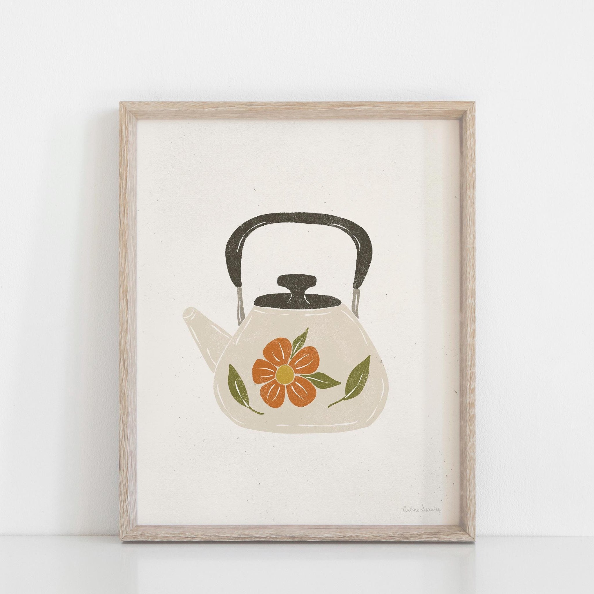 Vintage Flower Teapot Wall Art Print | Floral Art | Minimalist Art | Nature Art | Plant Art | Earthy Art | Vintage Art 5x7 | 8x10 | 11x14