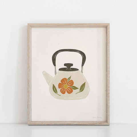 Vintage Flower Teapot Wall Art Print | Floral Art | Minimalist Art | Nature Art | Plant Art | Earthy Art | Vintage Art 5x7 | 8x10 | 11x14