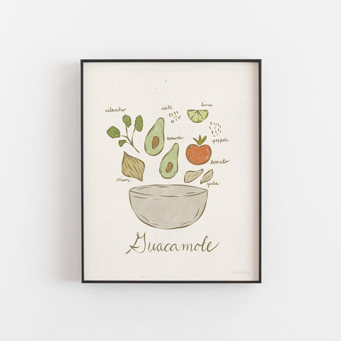 Guacamole Drawing Wall Art Print | Guacamole Art | Minimalist Art | Neutral Art | Food Art | Drawing Art | Vintage Art 5x7 | 8x10 | 11x14