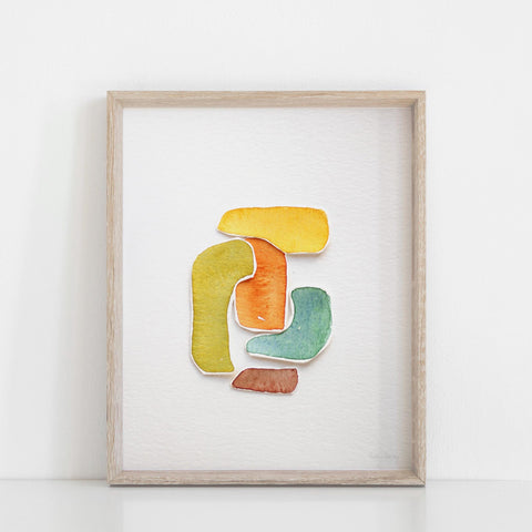 Abstract Blob Collage 1 Wall Art Print | Modern Art | Minimalist Art | Abstract Art | Watercolor Art | Collage Art 5x7 8x10 11x14