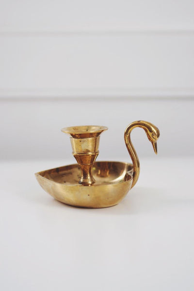 Vintage Brass Heart Swan Candle Holder | Vintage Candle Holder | Vintage Decor | Mid Century Decor | Brass Candle Holder | Heart Candle