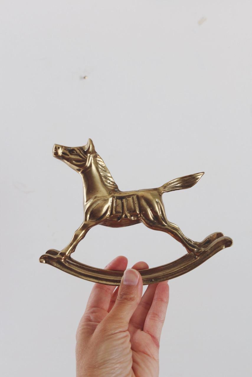 Vintage Brass Rocking Horse Figurine Small