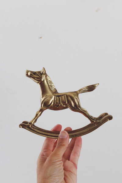 Vintage Brass Rocking Horse Figurine Small
