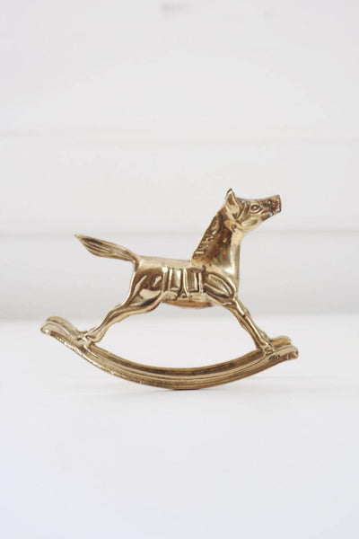 Vintage Brass Rocking Horse Figurine Small