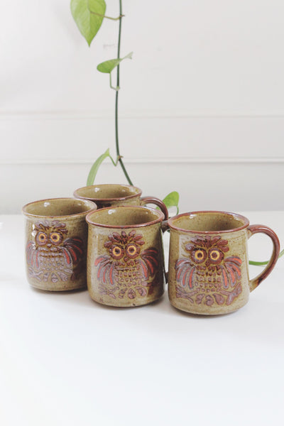 Vintage Coffee Mug - Speckled Owl Stoneware