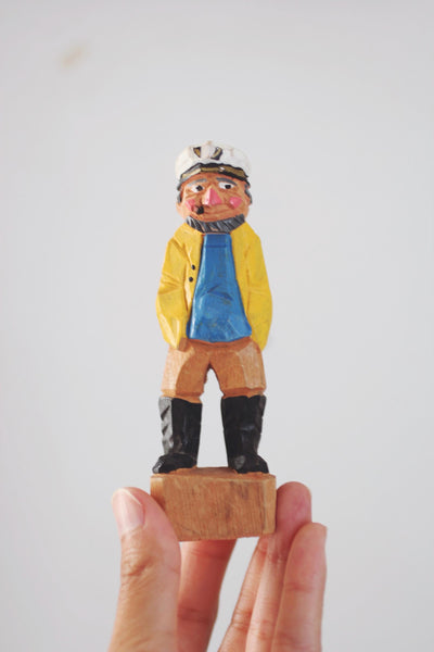 Vintage Wood Hand Carved Sailor Sea Captain Figurine