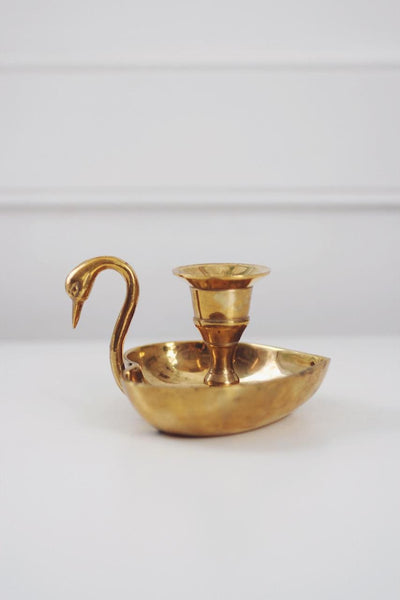 Vintage Brass Heart Swan Candle Holder | Vintage Candle Holder | Vintage Decor | Mid Century Decor | Brass Candle Holder | Heart Candle