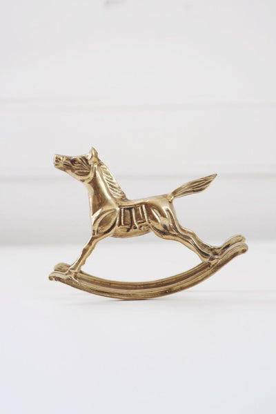 Vintage Brass Rocking Horse Figurine Small