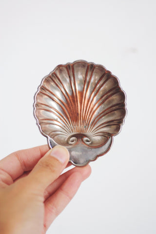 Vintage Shell Jewelry Trinket Dish | Vintage Trinket Dish | Vintage Decor | Mid Century Decor | Silver Trinket Dish | Silver Tray