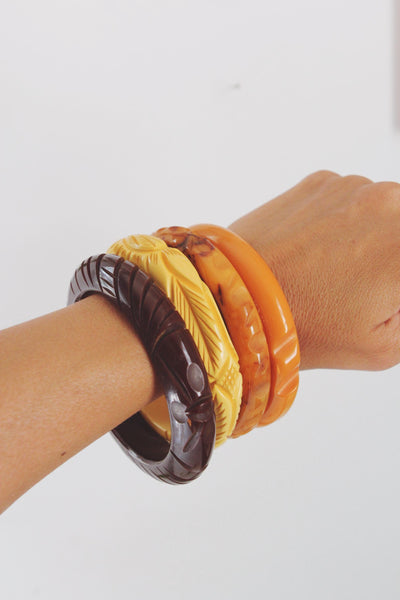 Vintage Carved Bakelite Bangle Bracelet | Art Deco | Vintage Bakelite | Bakelite Bracelet | Vintage Bracelet | Sold Individually