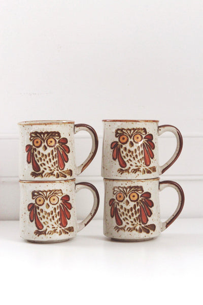 Vintage Coffee Mug - Speckled Owl Stoneware