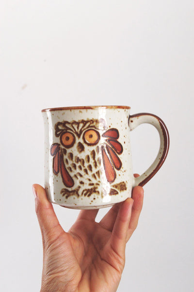 Vintage Coffee Mug - Speckled Owl Stoneware