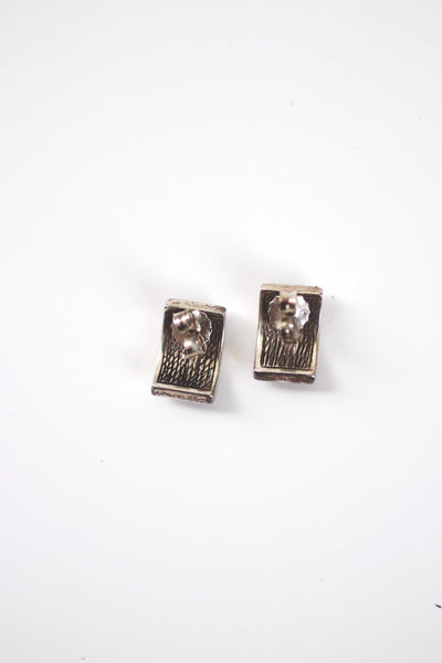 Vintage Southwestern Onyx Inlay Post Stud Earrings