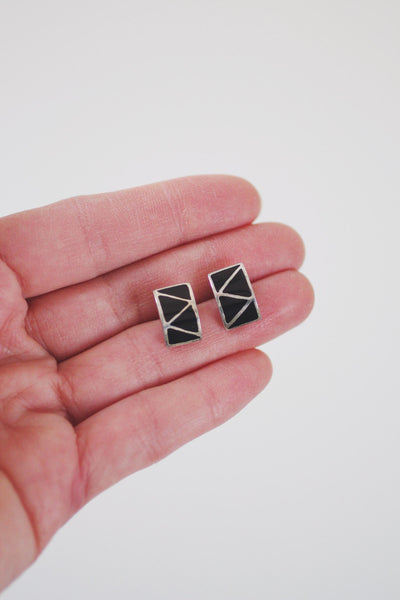 Vintage Southwestern Onyx Inlay Post Stud Earrings