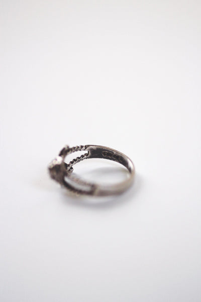 Vintage Sterling Silver Carved Rose Flower Ring