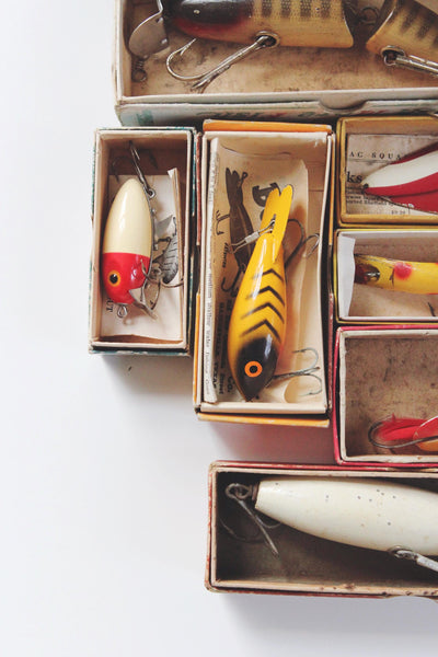 Vintage Fishing Lures Collection in Boxes
