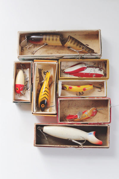 Vintage Fishing Lures Collection in Boxes