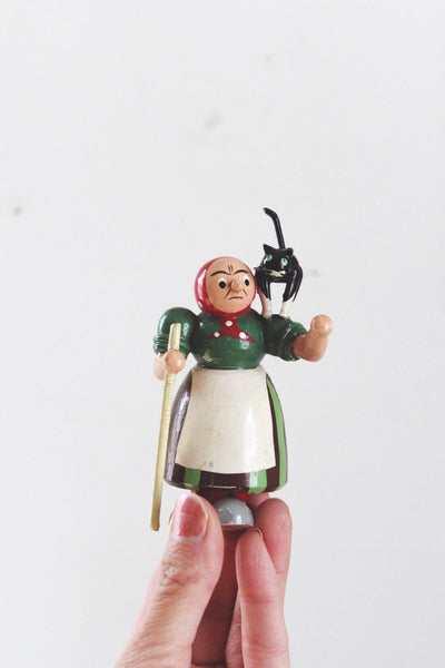 Vintage Painted Wood European Christmas Ornaments Figurine Collection