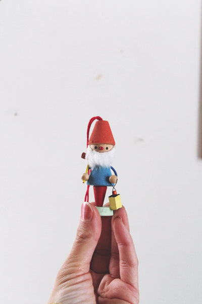 Vintage Painted Wood European Christmas Ornaments Figurine Collection